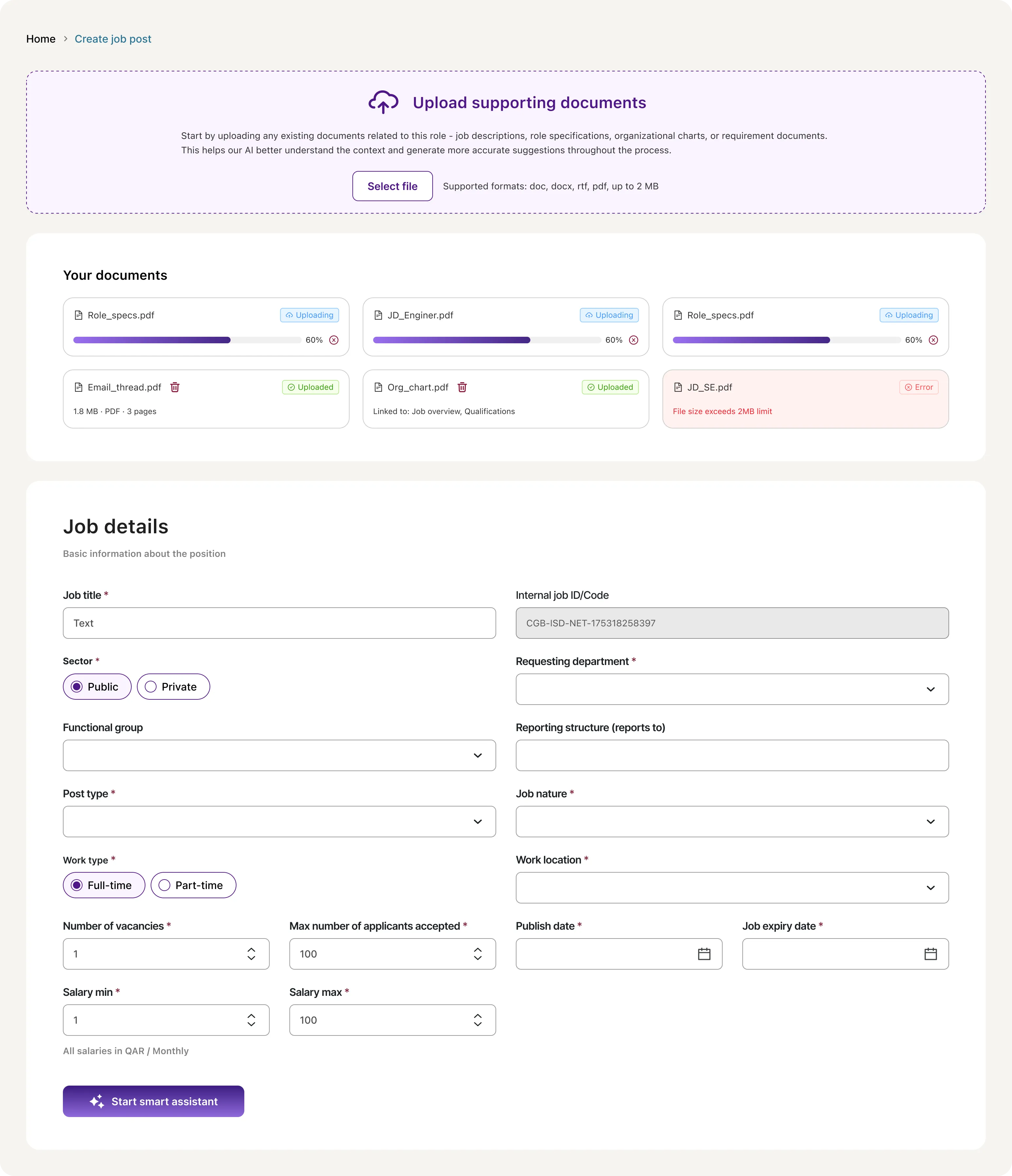 Parse first — supporting documents pre-populate structured fields before the form even opens