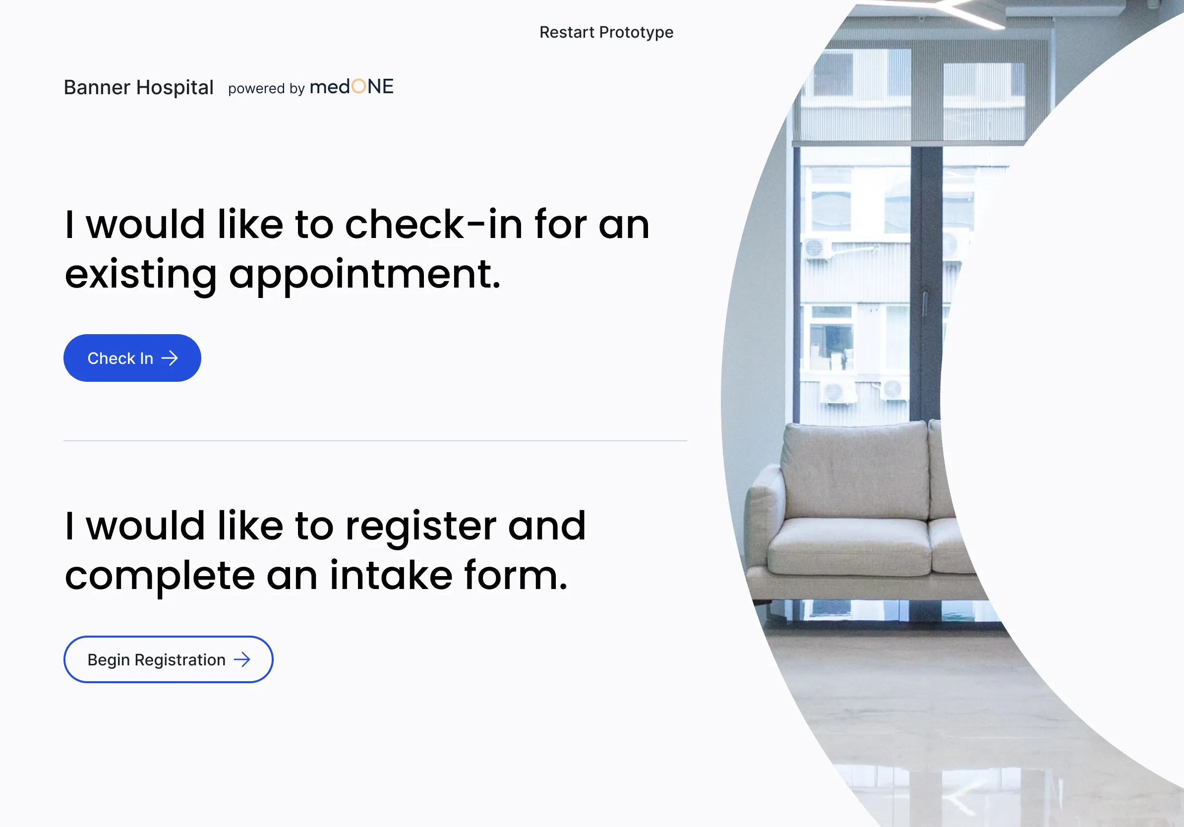 Patient-facing kiosk in Banner Hospital co-brand